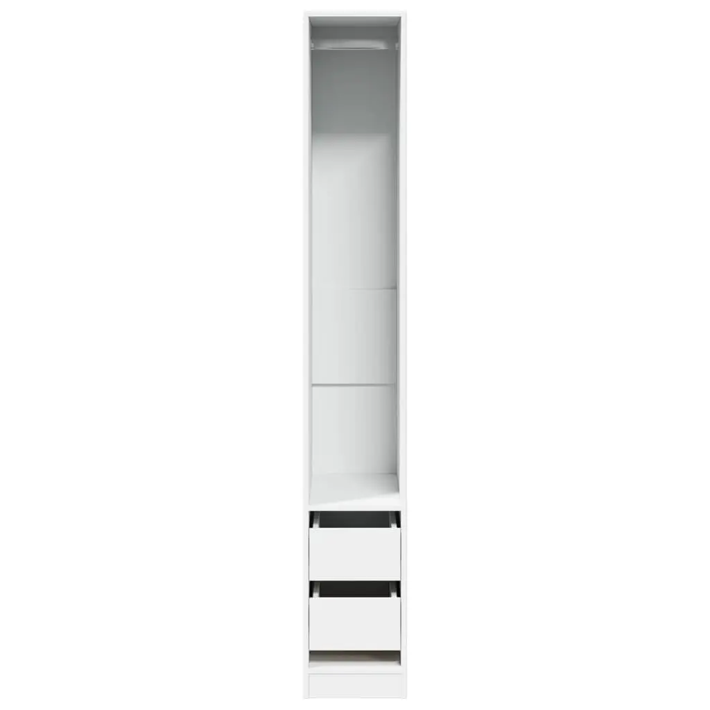 White Wardrobe 30x50x200 cm with Compartment Drawers