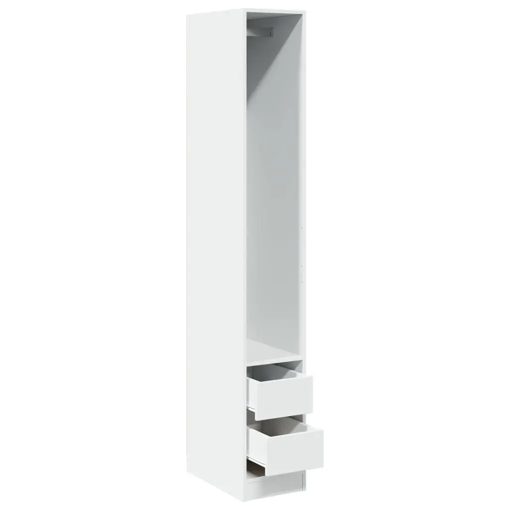White Wardrobe 30x50x200 cm with Compartment Drawers