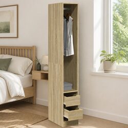Brown Engineered Wood Compact Wardrobe Cupboard 30x50x200cm