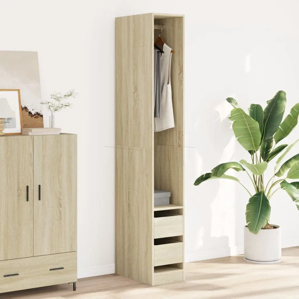 Wardrobe Cupboard Brown Compact Engineered Wood 30x50x200cm