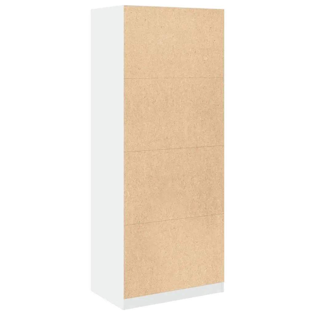 White Wardrobe Cupboard Compact 80x50x200cm Engineered Wood 1 Compartment 2 Drawers