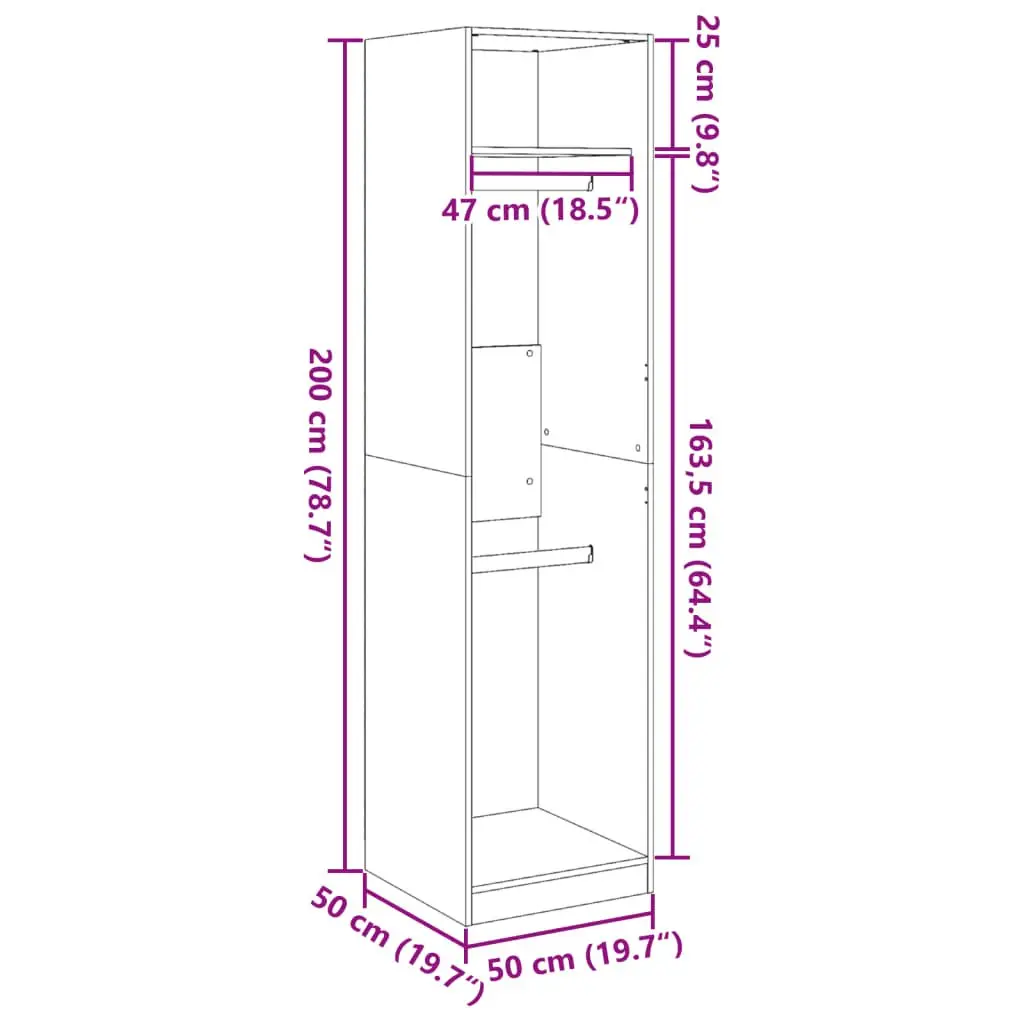 White Wardrobe Cupboard 50x50x200 cm for Organized Storage