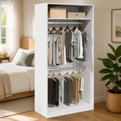 Compact White Wardrobe Cupboard for Hallway Storage