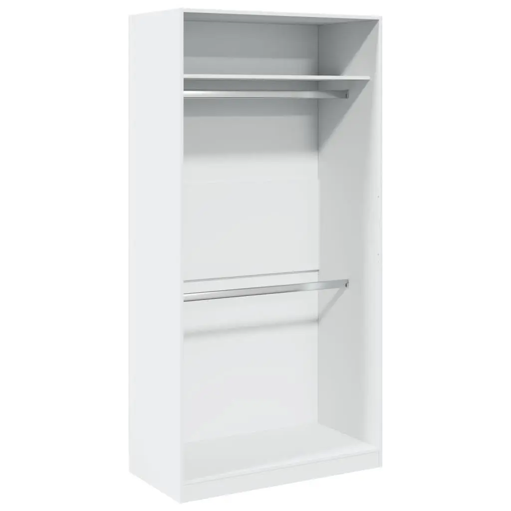 White Wardrobe Cupboard Engineered Wood 100x50x200cm Hallway Storage