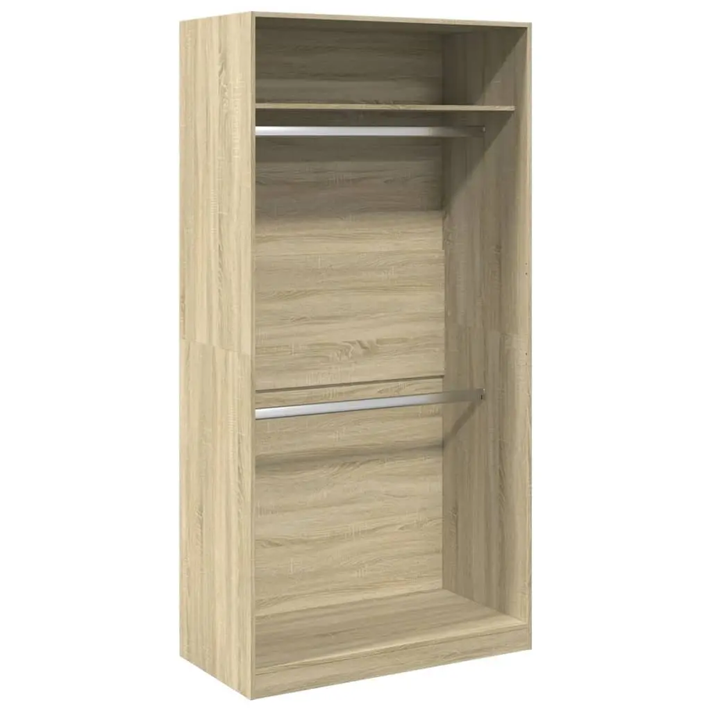 Wardrobe Cupboard Brown 100x50x200cm Engineered Wood 2 Compartments Storage Armoire