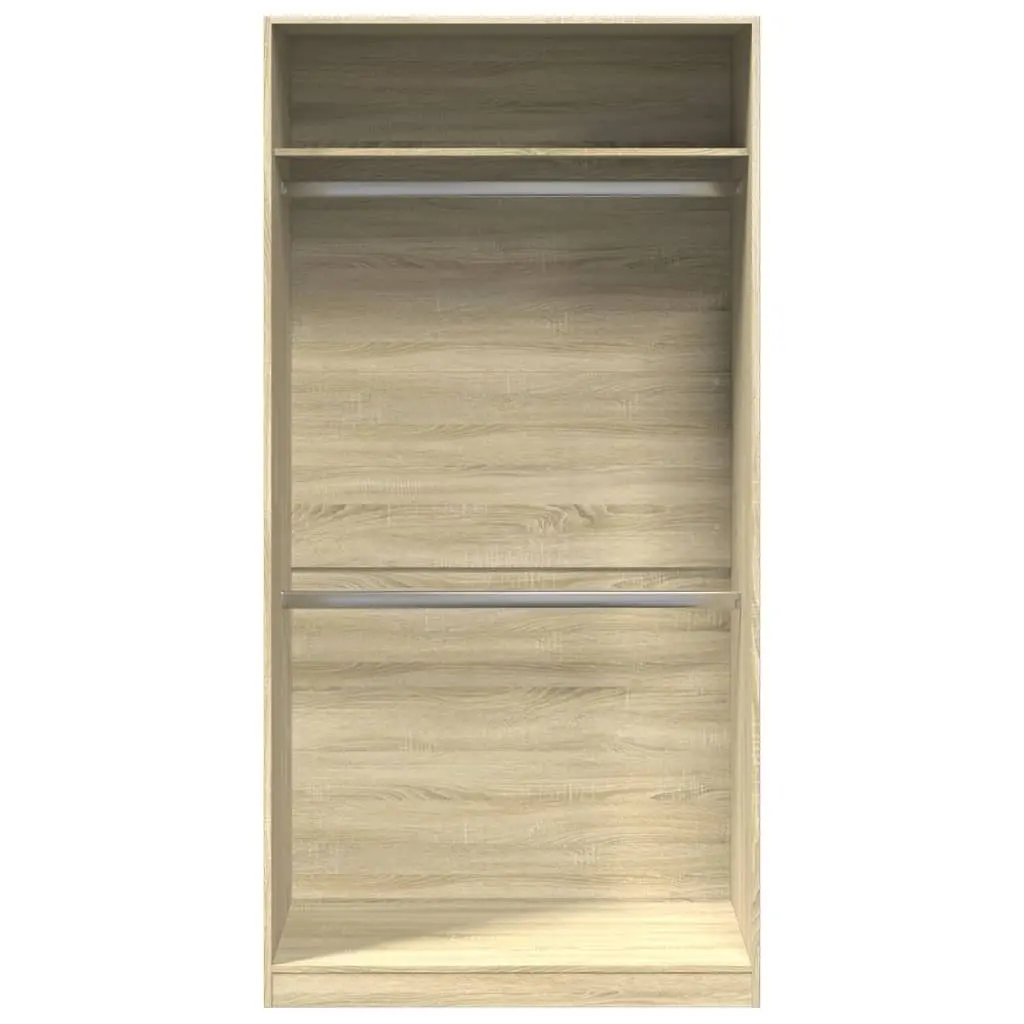 Wardrobe Cupboard Brown 100x50x200cm Engineered Wood 2 Compartments Storage Armoire