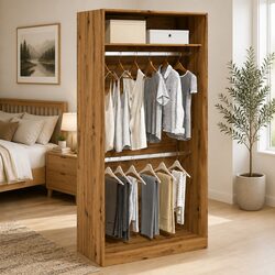 Stylish Brown Wardrobe Cupboard 100x50x200cm