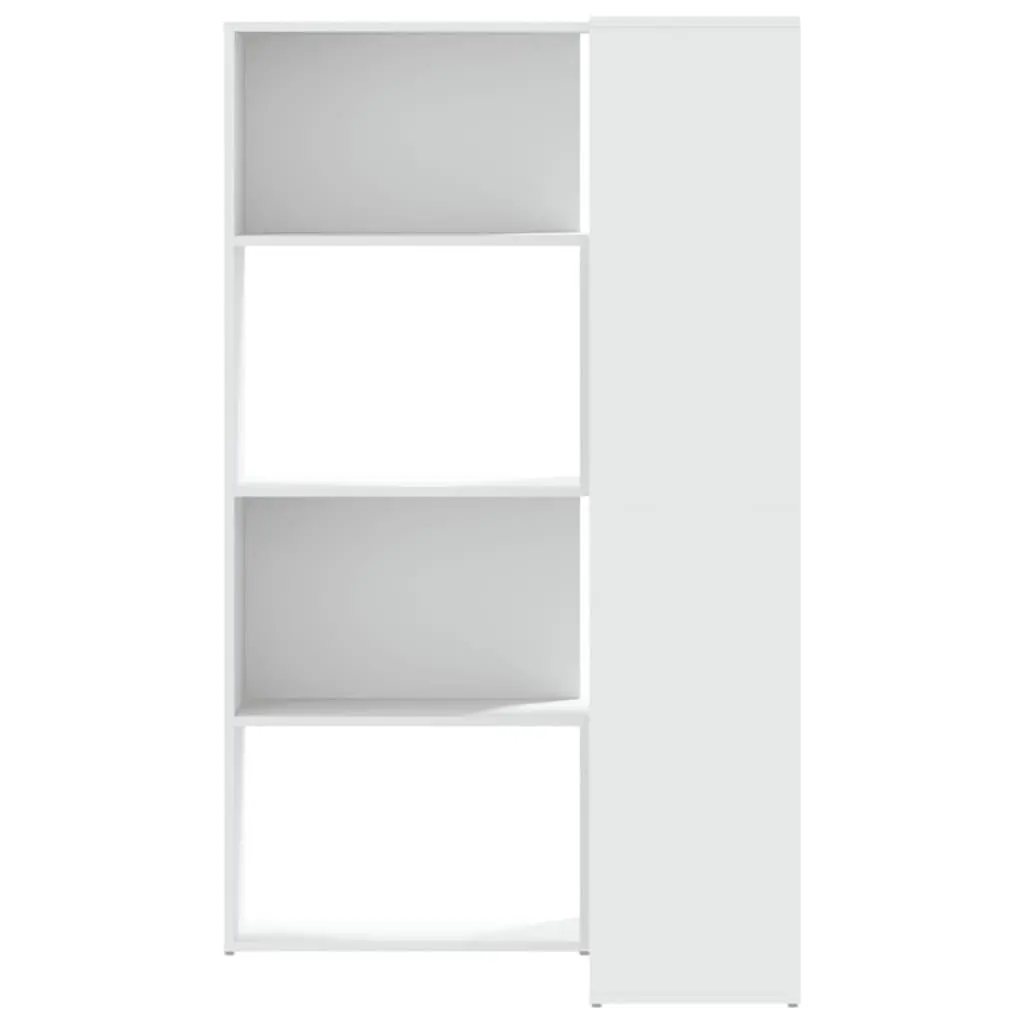 Corner Bookcase White 85x85x140cm 4-Tier Engineered Wood Shelving Storage Unit