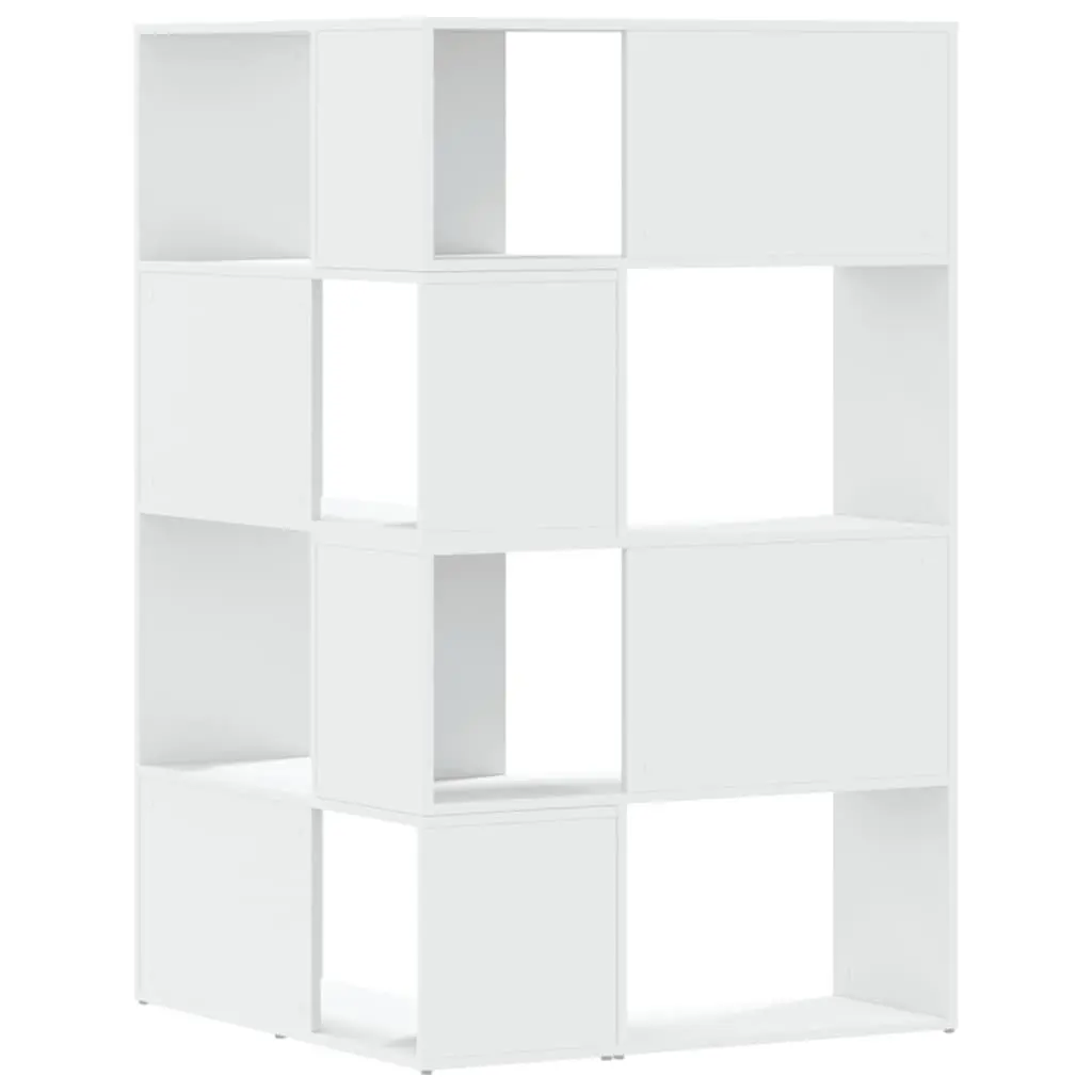 Corner Bookcase White 85x85x140cm 4-Tier Engineered Wood Shelving Storage Unit