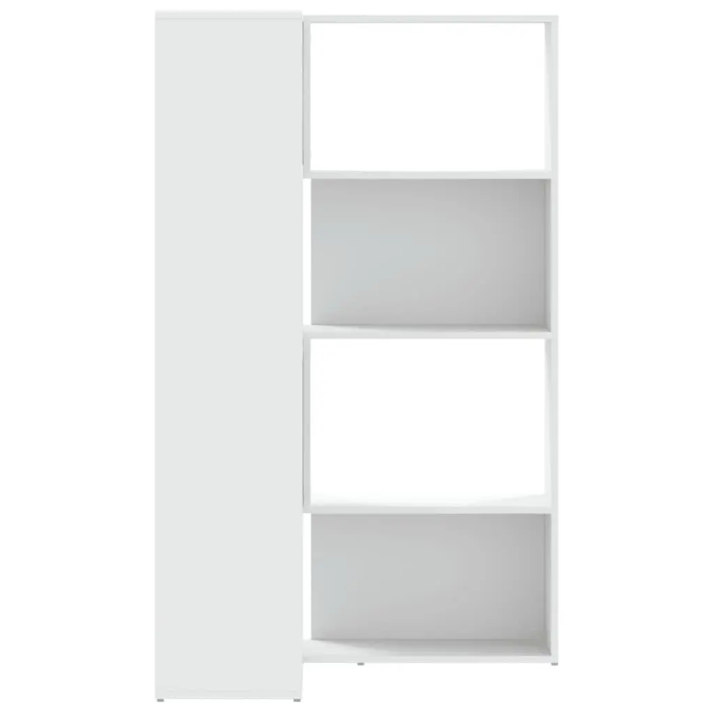 Corner Bookcase White 85x85x140cm 4-Tier Engineered Wood Shelving Storage Unit