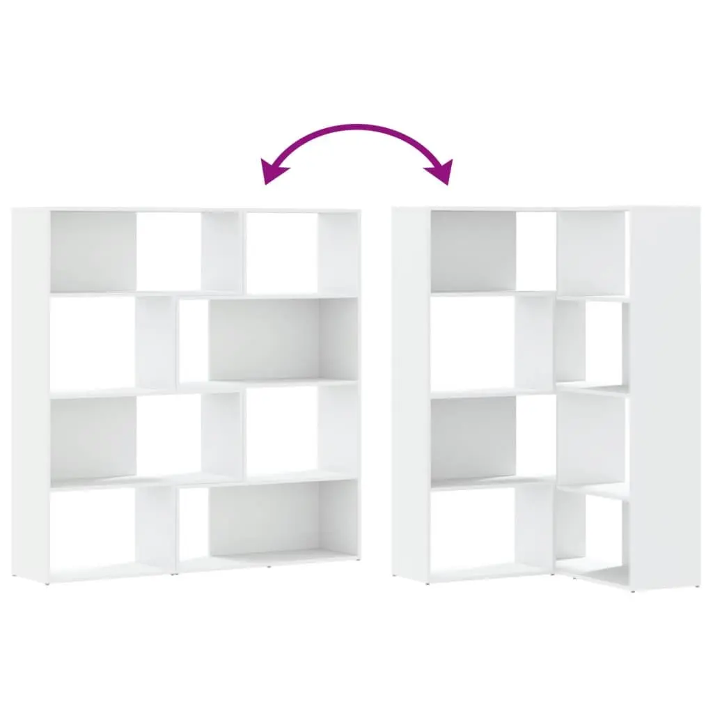 Corner Bookcase White 85x85x140cm 4-Tier Engineered Wood Shelving Storage Unit