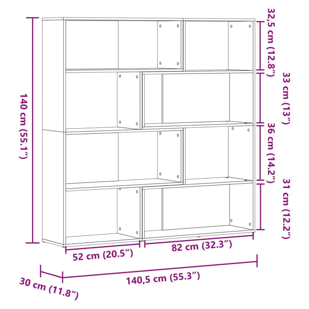 Corner Bookcase White 85x85x140cm 4-Tier Engineered Wood Shelving Storage Unit