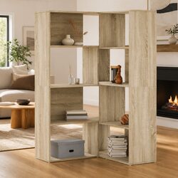 Sonoma Oak 4-Tier Corner Bookcase for Cozy Spaces