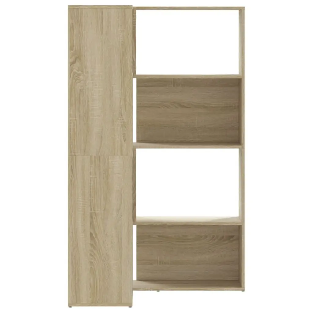 Corner Bookcase 4-Tier Shelving Unit Sonoma Oak Engineered Wood Display Stand