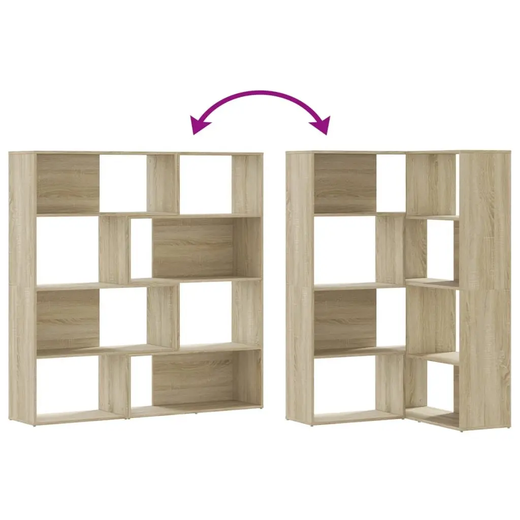 Corner Bookcase 4-Tier Shelving Unit Sonoma Oak Engineered Wood Display Stand