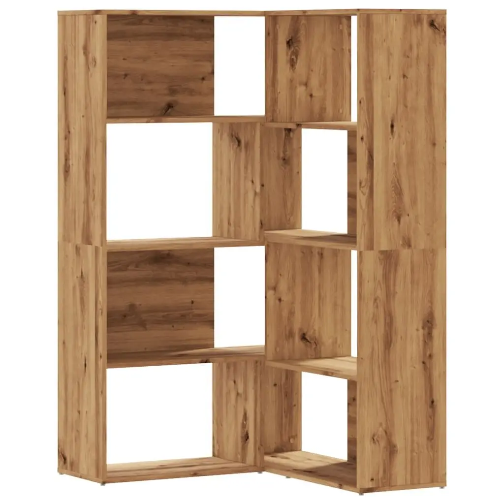 Corner Bookcase 4-Tier Brown Engineered Wood Shelving Unit 85x85x140cm