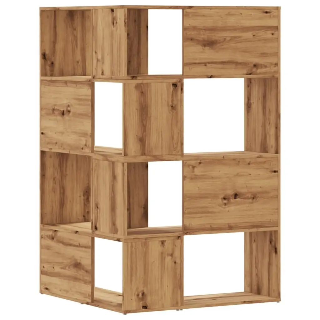 Corner Bookcase 4-Tier Brown Engineered Wood Shelving Unit 85x85x140cm
