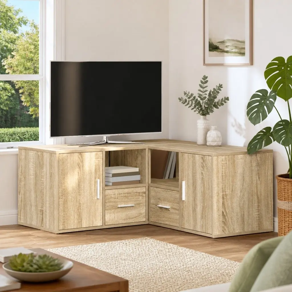 Corner Cabinet Engineered Wood Brown Storage Shelf Display Unit 160x40x45cm