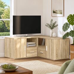 Warm Brown Corner Cabinet for Storage and Display