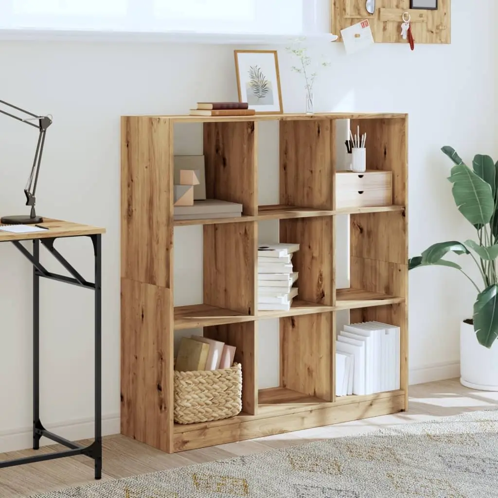 Brown Engineered Wood 9 Compartment Bookcase