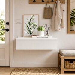 Wall-mounted Drawer Shelf White Floating Storage Organizer 40x23.5x10cm