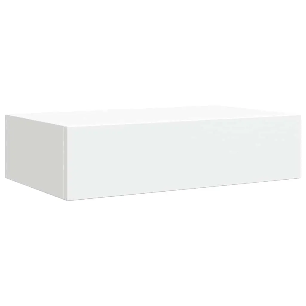 Wall-mounted Drawer Shelf White Floating Storage Organizer 40x23.5x10cm MDF Metal