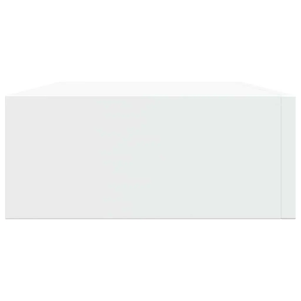 Wall-mounted Drawer Shelf White Floating Storage Organizer 40x23.5x10cm MDF Metal