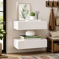 Floating Drawer Shelves for Stylish Storage - 2 pcs White
