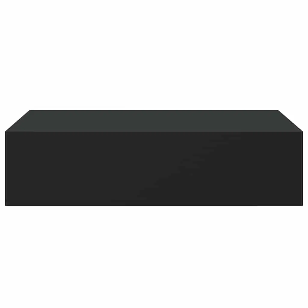 Wall-mounted Drawer Shelf Black Floating Storage Organizer 40x23.5x10cm MDF Metal