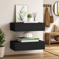 Floating Drawer Shelves for Wall, 2 pcs Black