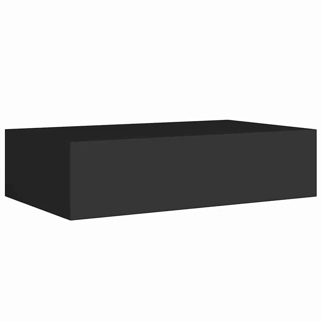 Wall-mounted Drawer Shelves Black Floating Storage Organizer 2 Piece MDF and Metal