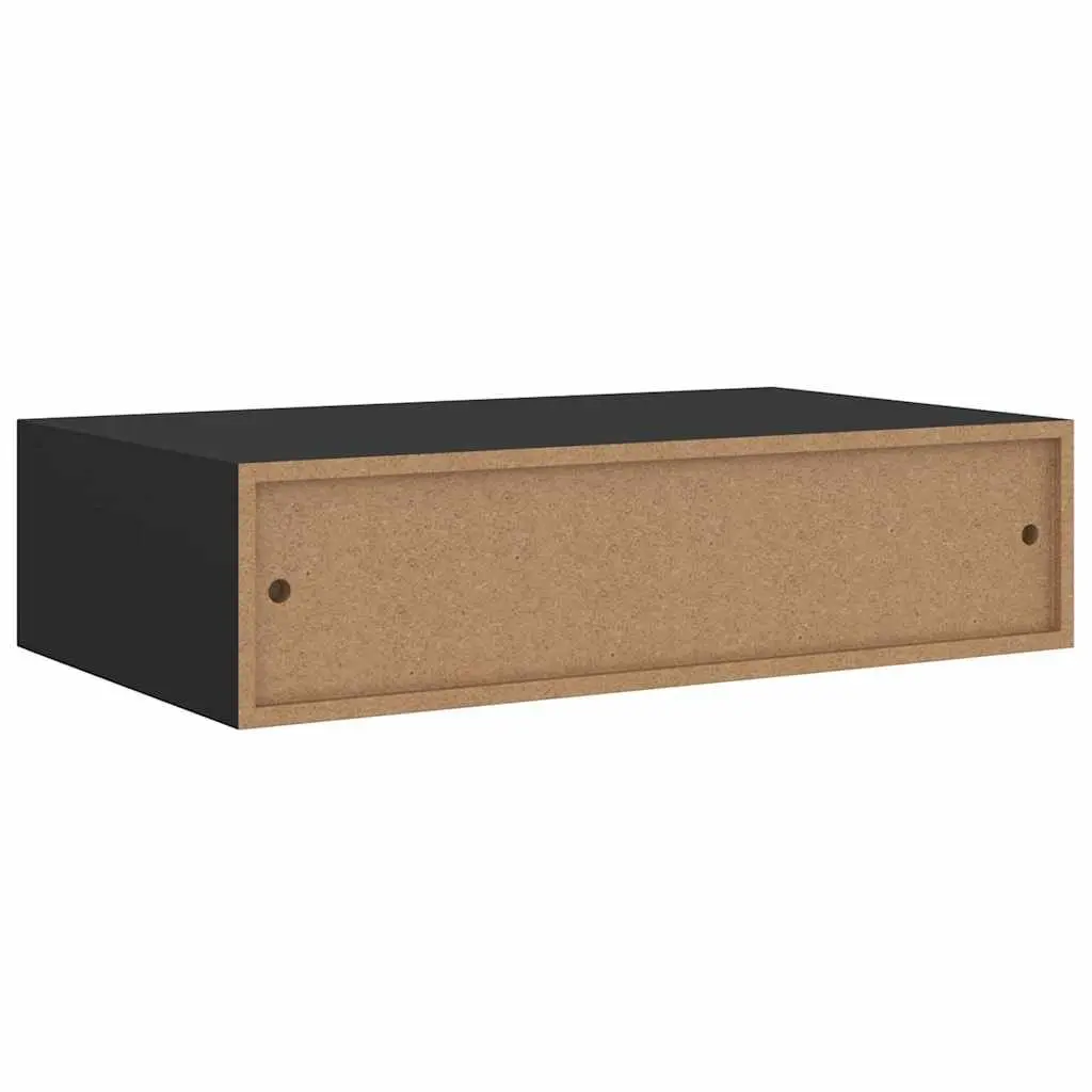 Wall-mounted Drawer Shelves Black Floating Storage Organizer 2 Piece MDF and Metal
