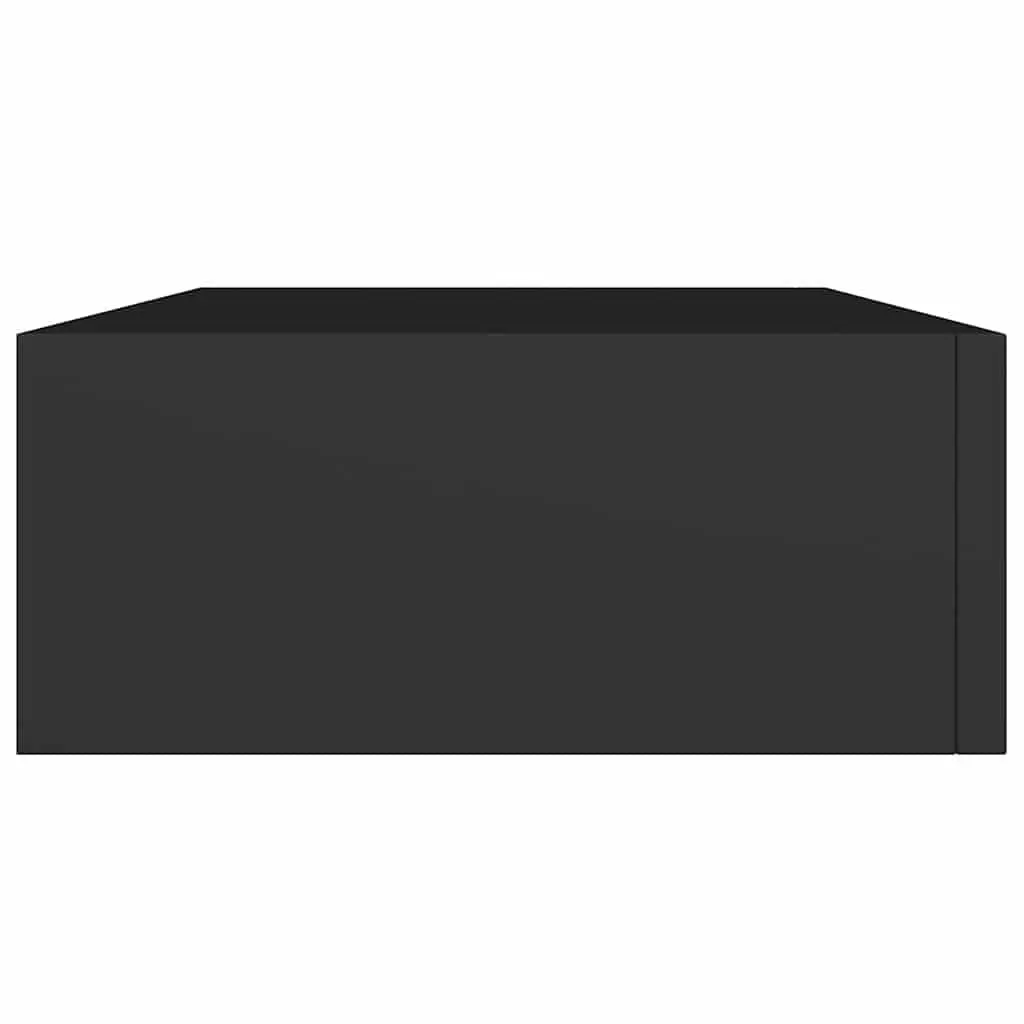 Wall-mounted Drawer Shelves Black Floating Storage Organizer 2 Piece MDF and Metal