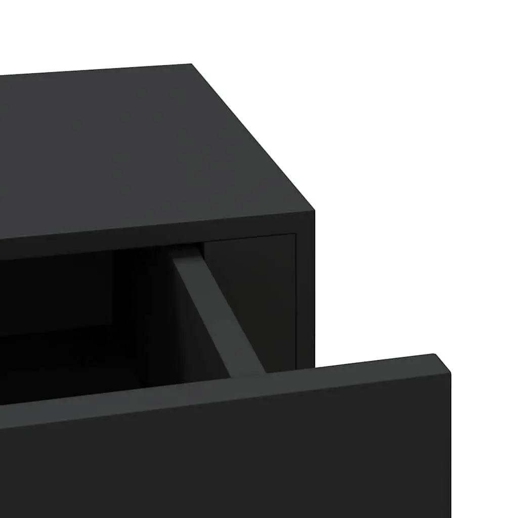 Wall-mounted Drawer Shelves Black Floating Storage Organizer 2 Piece MDF and Metal