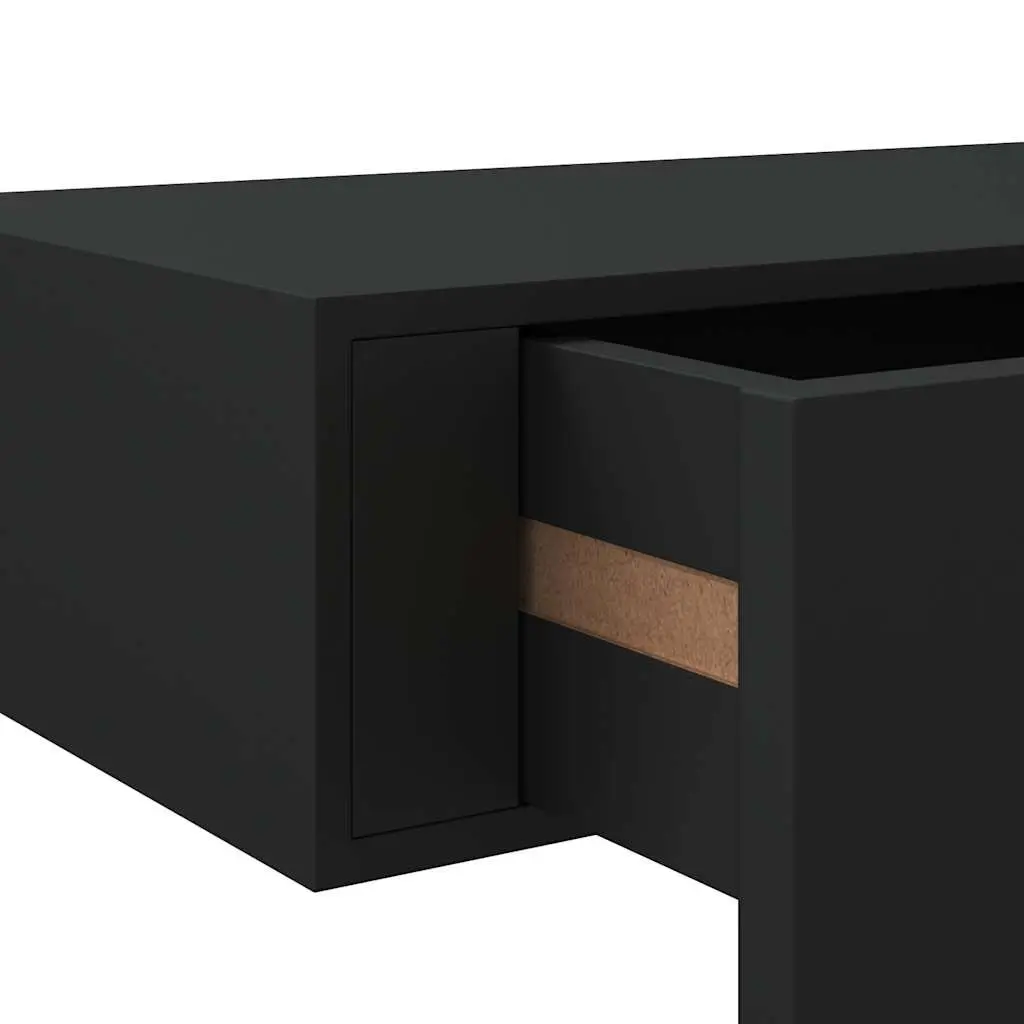 Wall-mounted Drawer Shelves Black Floating Storage Organizer 2 Piece MDF and Metal