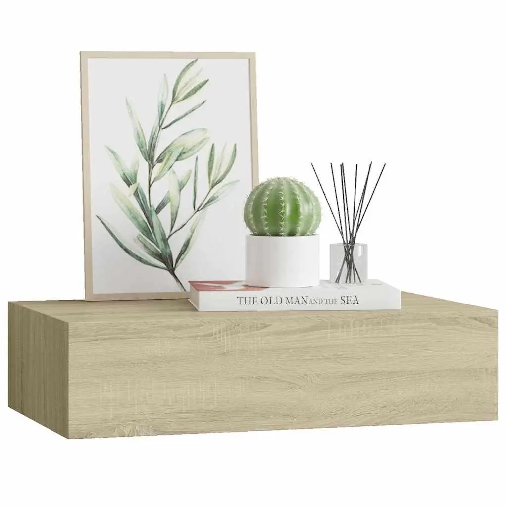 Wall-mounted Drawer Shelf Modern Floating 40x23.5x10cm MDF Metal