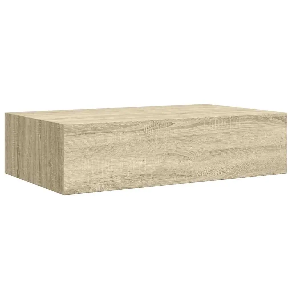Wall-mounted Drawer Shelves Floating Storage Brown 40x23.5x10cm Set of 2 MDF and Metal