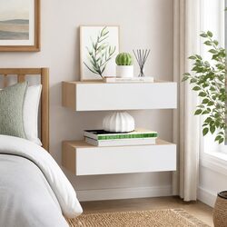 Floating Wall Drawer Shelves - 2 Piece Storage Set