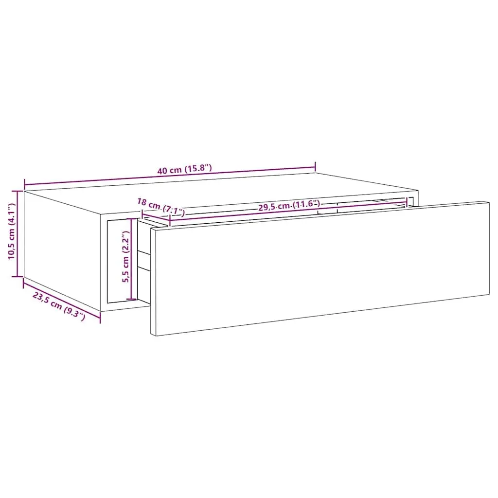 Wall Drawer Shelves 2 pcs Floating Storage Organiser Bedroom Living Room Decor