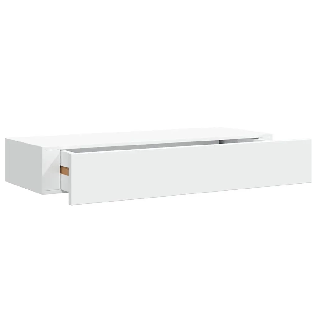 Floating Ledge Organizer with Drawer Storage in White