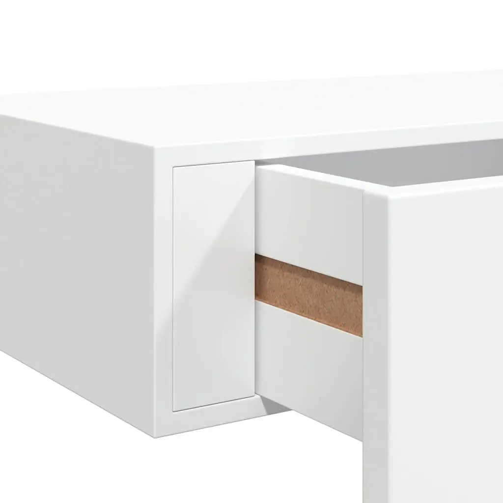 Floating Ledge Organizer with Drawer Storage in White