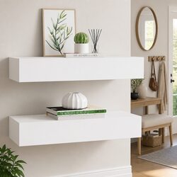 White Floating Storage Organiser Set with Drawer Shelves