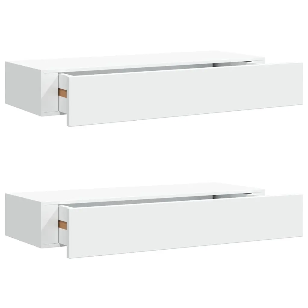 White Floating Storage Organiser Set with Drawer Shelves