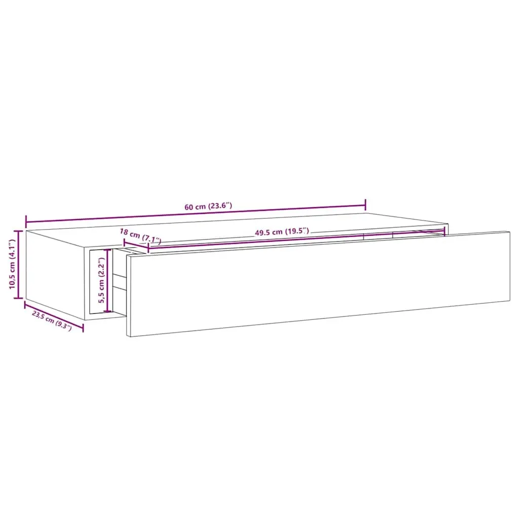 White Floating Storage Organiser Set with Drawer Shelves