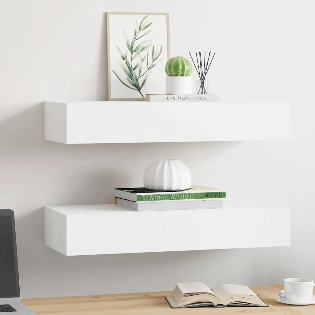 White Floating Storage Organiser Set with Drawer Shelves