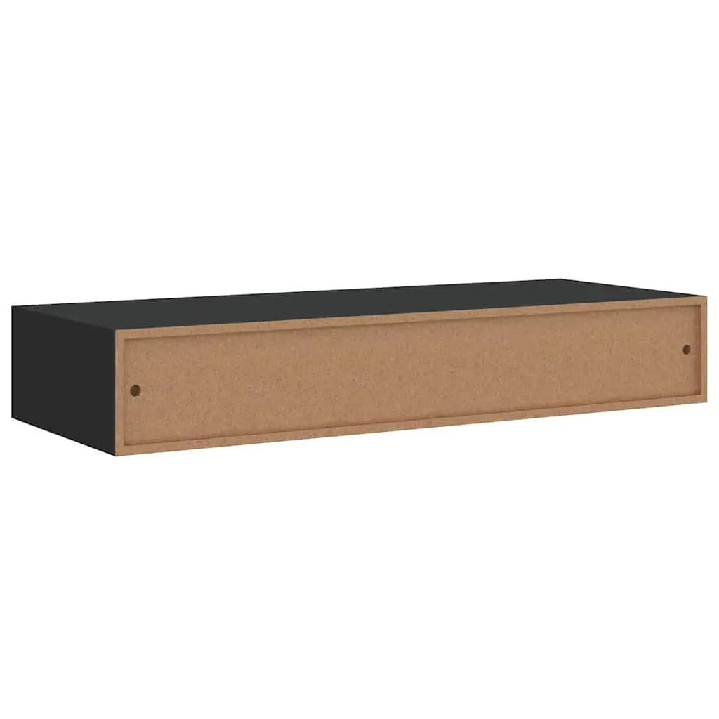 Wall-mounted Drawer Shelf Floating Storage Black 60x23.5x10cm MDF Organiser