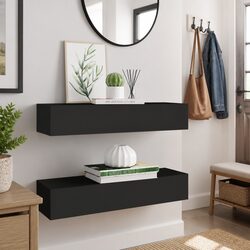 Black Floating Drawer Shelves – 2-Piece Set