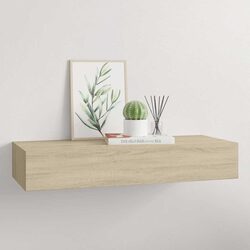 Wall-mounted Drawer Shelf Oak Brown Floating Storage 60x23.5x10cm