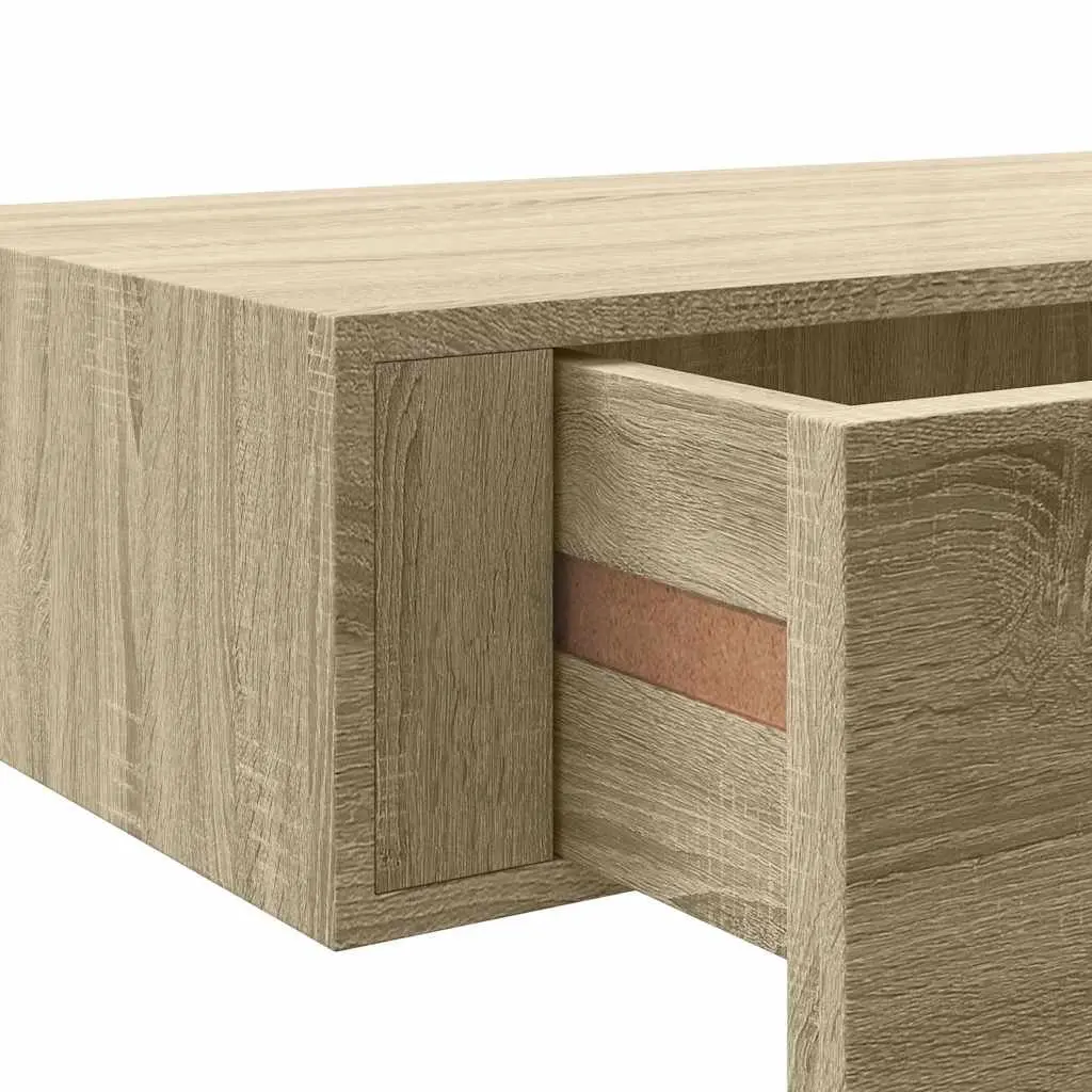 Wall-mounted Drawer Shelf Oak Brown Floating Storage 60x23.5x10cm MDF Metal