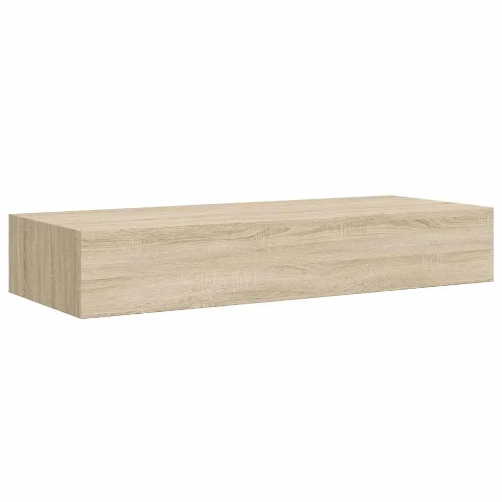 Floating Storage Organizer Shelves Set of 2 Wall-mounted Oak Brown 60x23.5x10cm MDF